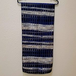 Fashion Scarf - Blue, Tan, & Gold